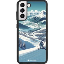 Samsung Galaxy S21 FE 5G Case Hülle - Silikon schwarz Snowboarder Berg