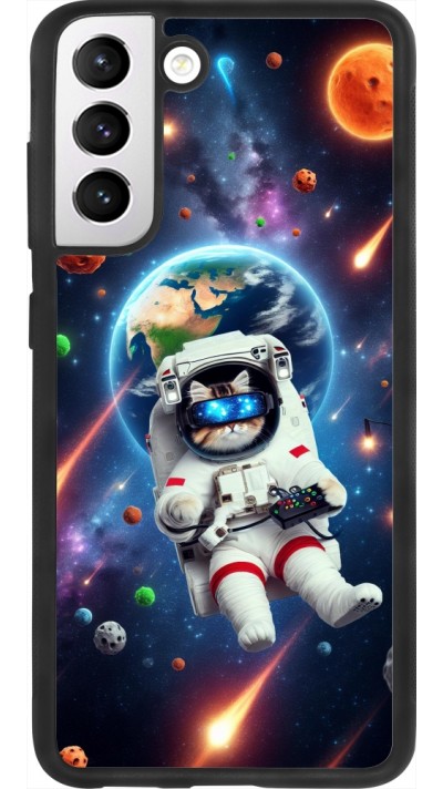 Samsung Galaxy S21 FE 5G Case Hülle - Silikon schwarz VR SpaceCat Odyssee