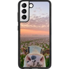 Samsung Galaxy S21 FE 5G Case Hülle - Silikon schwarz Cow with tulips 2026
