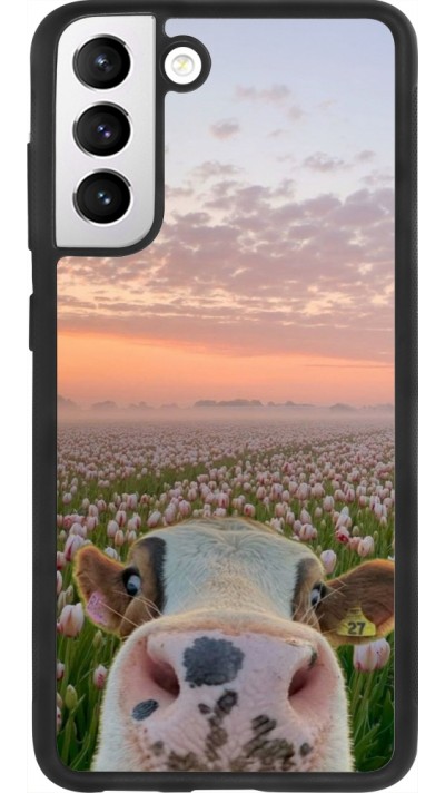 Samsung Galaxy S21 FE 5G Case Hülle - Silikon schwarz Cow with tulips 2026