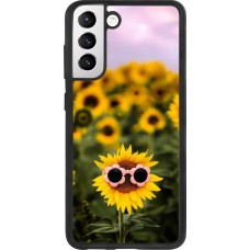 Samsung Galaxy S21 FE 5G Case Hülle - Silikon schwarz Sunflower with glasses 2026