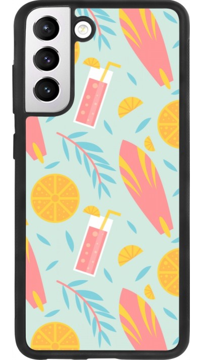 Coque Samsung Galaxy S21 FE 5G - Silicone rigide noir Summer 2025 Pattern citron