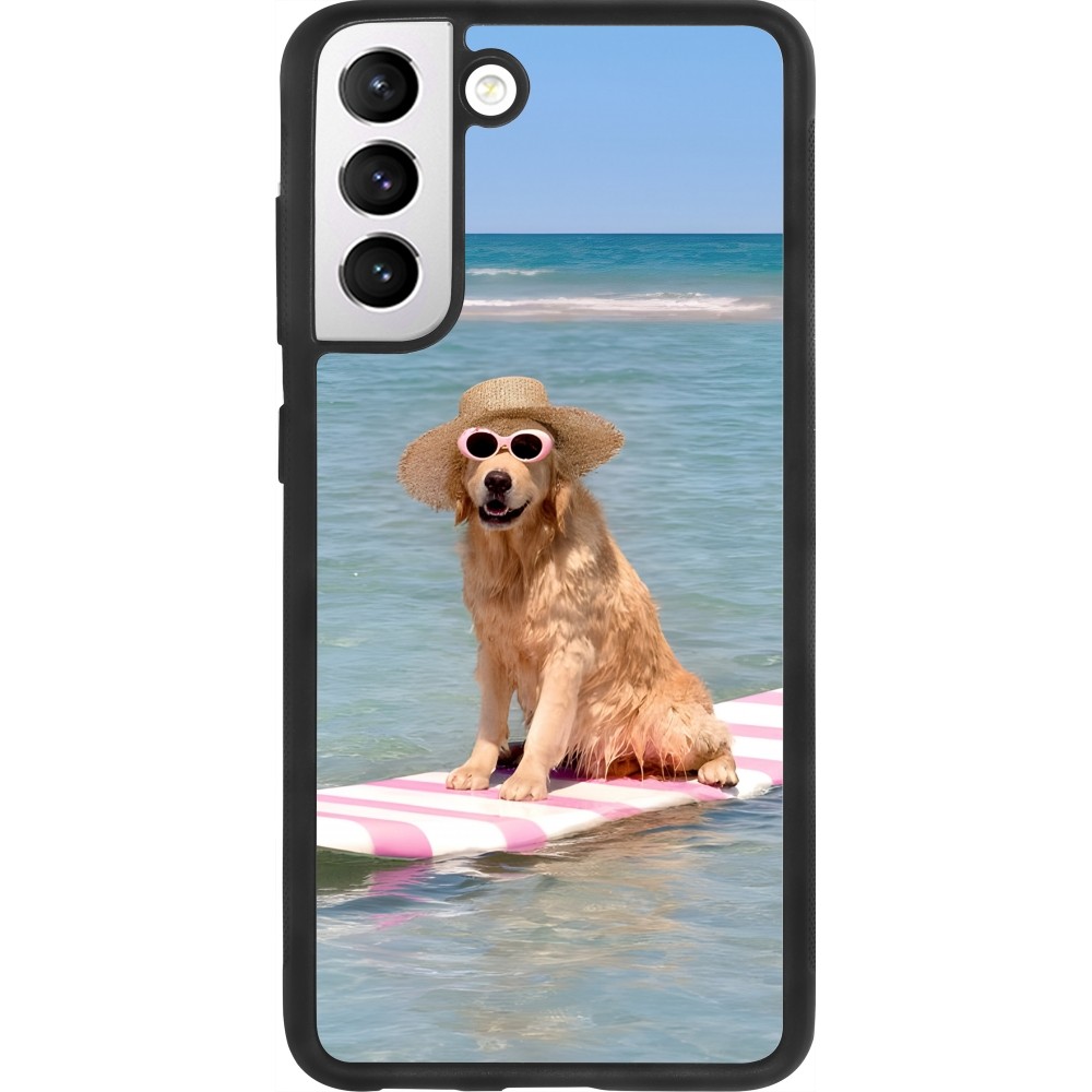 Samsung Galaxy S21 FE 5G Case Hülle - Silikon schwarz Summer Dog on Paddle
