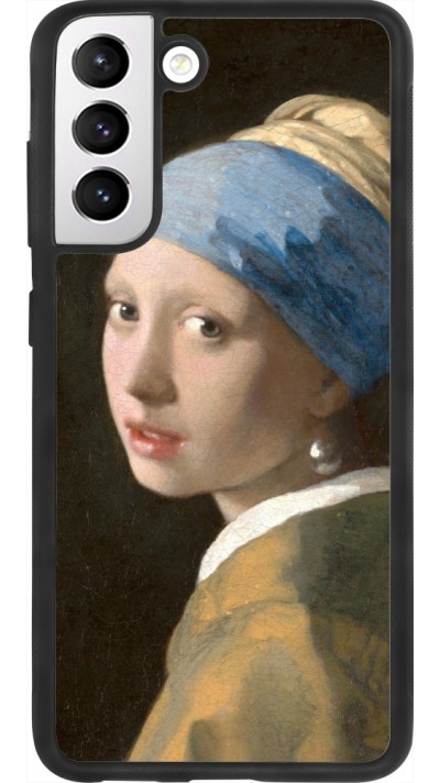 Samsung Galaxy S21 FE 5G Case Hülle - Silikon schwarz Kunstbild - Das Mädchen mit dem Perlenohrring - Jan Vermeer