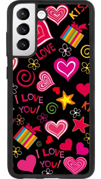 Samsung Galaxy S21 FE 5G Case Hülle - Silikon schwarz Valentine 2023 love symbols