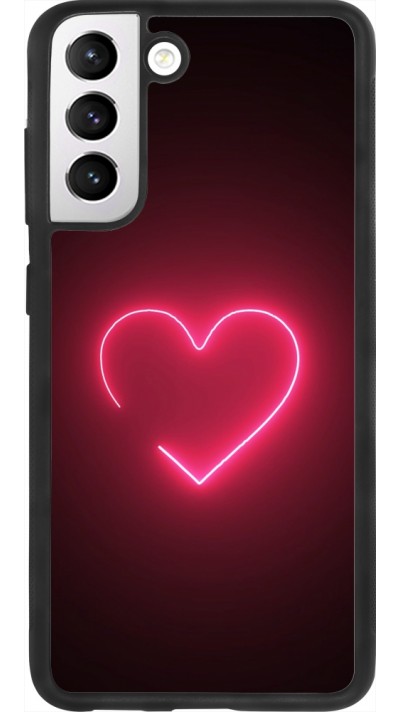 Samsung Galaxy S21 FE 5G Case Hülle - Silikon schwarz Valentine 2023 single neon heart