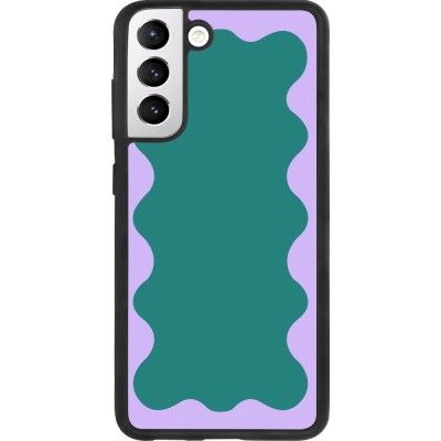Samsung Galaxy S21 FE 5G Case Hülle - Silikon schwarz Wavy Rectangle Green Purple