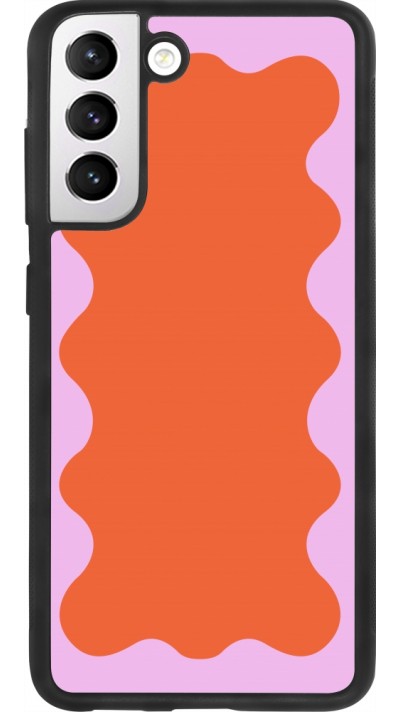 Samsung Galaxy S21 FE 5G Case Hülle - Silikon schwarz Wavy Rectangle Orange Pink