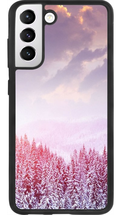 Samsung Galaxy S21 FE 5G Case Hülle - Silikon schwarz Winter 22 Pink Forest