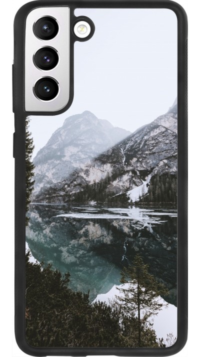 Samsung Galaxy S21 FE 5G Case Hülle - Silikon schwarz Winter 22 snowy mountain and lake
