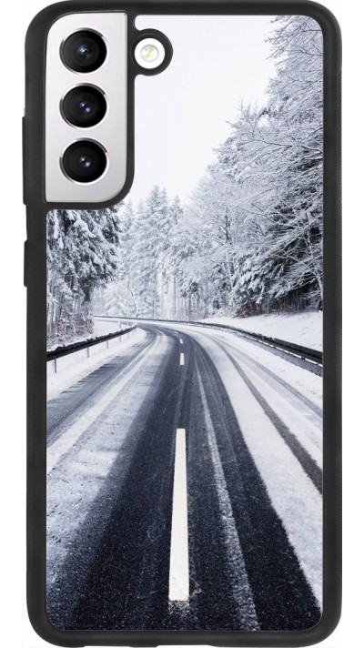 Samsung Galaxy S21 FE 5G Case Hülle - Silikon schwarz Winter 22 Snowy Road