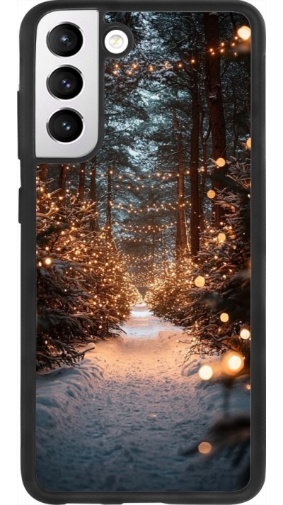 Coque Samsung Galaxy S21 FE 5G - Silicone rigide noir Winter 25 Winter snowy road
