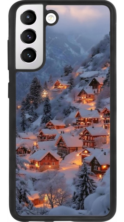 Coque Samsung Galaxy S21 FE 5G - Silicone rigide noir Winter 25 Winter snowy village