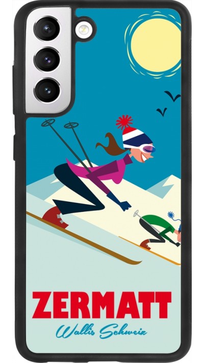 Samsung Galaxy S21 FE 5G Case Hülle - Silikon schwarz Zermatt Ski Downhill