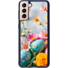 Samsung Galaxy S21+ 5G Case Hülle - Silikon schwarz Easter 2026 Eggs with flowers