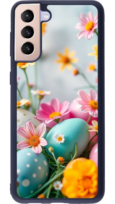 Samsung Galaxy S21+ 5G Case Hülle - Silikon schwarz Easter 2026 Eggs with flowers