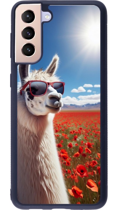 Samsung Galaxy S21+ 5G Case Hülle - Silikon schwarz Lama Chic in Mohnblume