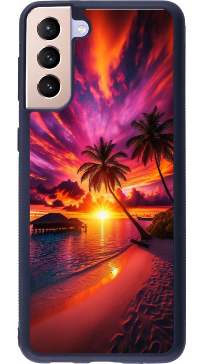 Samsung Galaxy S21+ 5G Case Hülle - Silikon schwarz Malediven Abenddämmerung Glückseligkeit
