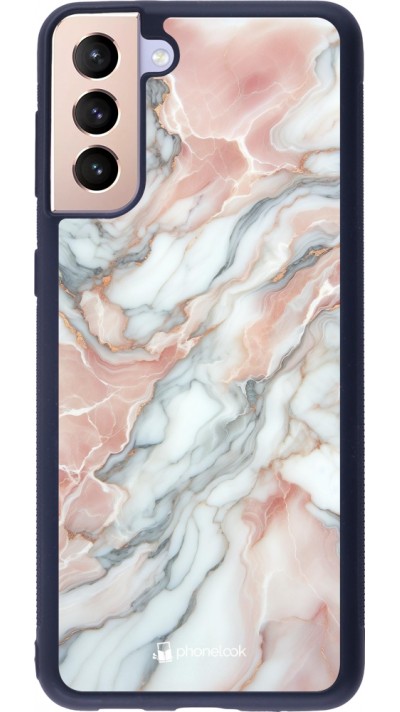 Samsung Galaxy S21+ 5G Case Hülle - Silikon schwarz Rosa Leuchtender Marmor