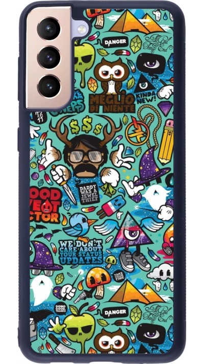 Samsung Galaxy S21+ 5G Case Hülle - Silikon schwarz Mixed Cartoons Turquoise