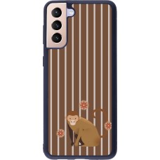 Samsung Galaxy S21+ 5G Case Hülle - Silikon schwarz Monkey with stripes