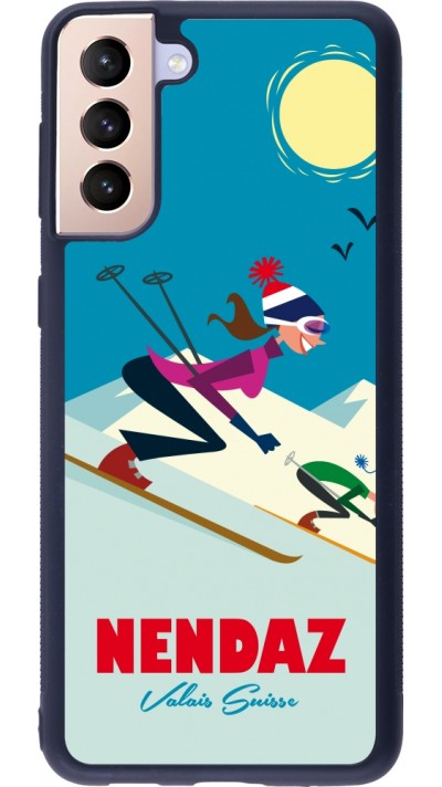 Samsung Galaxy S21+ 5G Case Hülle - Silikon schwarz Nendaz Ski Downhill