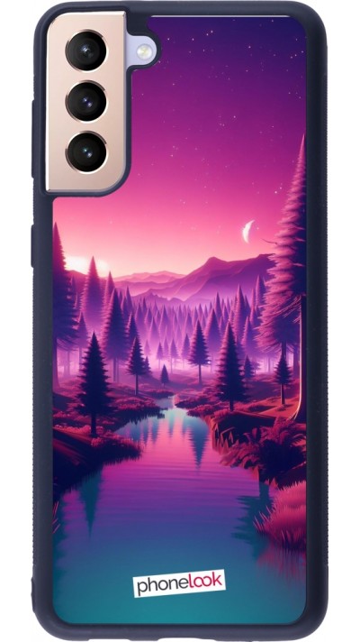 Samsung Galaxy S21+ 5G Case Hülle - Silikon schwarz Lila-rosa Landschaft
