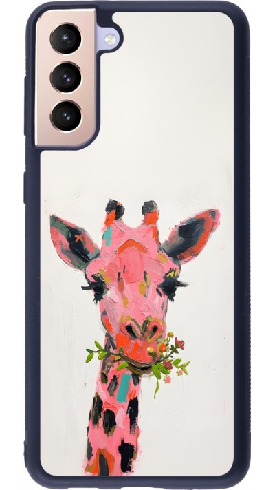 Samsung Galaxy S21+ 5G Case Hülle - Silikon schwarz Pink Girafe Paint
