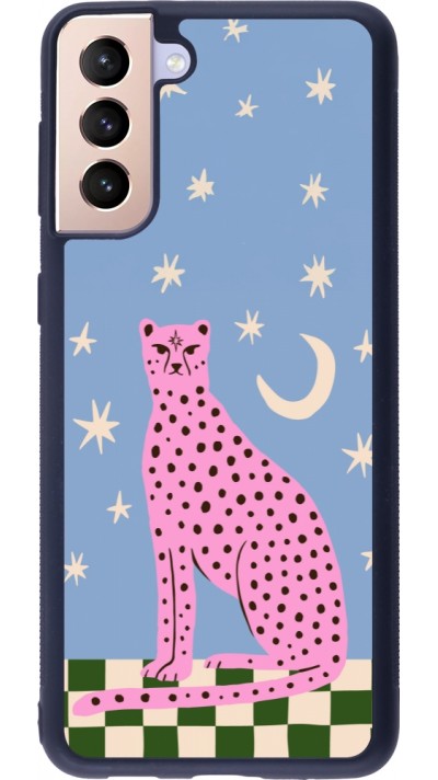 Samsung Galaxy S21+ 5G Case Hülle - Silikon schwarz Pink leopard with stars 2026