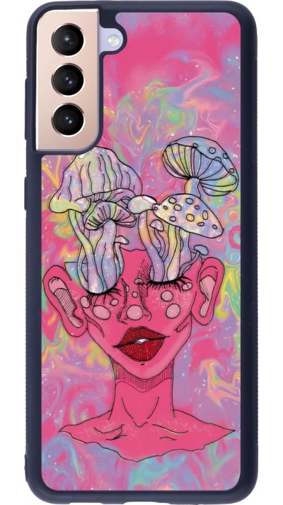 Samsung Galaxy S21+ 5G Case Hülle - Silikon schwarz Psychedelic pink mushroom
