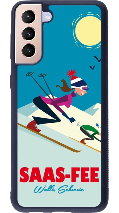 Samsung Galaxy S21+ 5G Case Hülle - Silikon schwarz Saas-Fee Ski Downhill