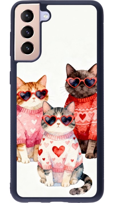 Coque Samsung Galaxy S21+ 5G - Silicone rigide noir Saint Valentines Day 26 Cat Love