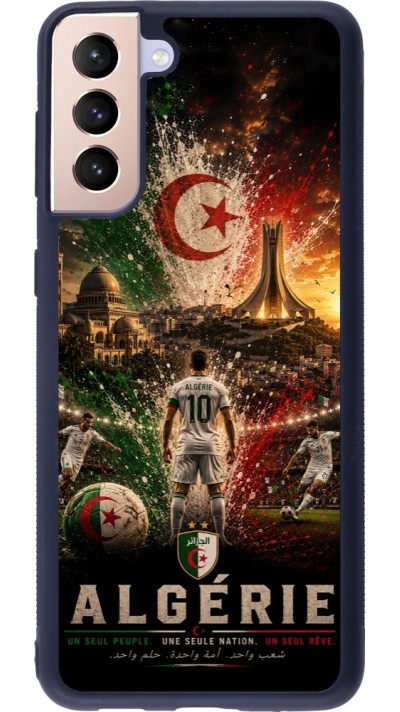 Coque Samsung Galaxy S21+ 5G - Silicone rigide noir Football Algérie splash 2026
