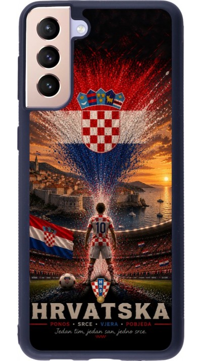 Coque Samsung Galaxy S21+ 5G - Silicone rigide noir Football Croatie splash 2026