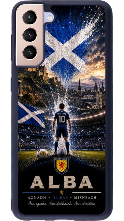 Coque Samsung Galaxy S21+ 5G - Silicone rigide noir Football Écosse splash 2026