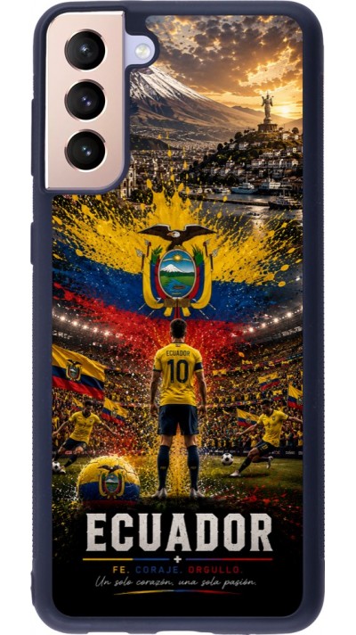 Coque Samsung Galaxy S21+ 5G - Silicone rigide noir Football Équateur splash 2026