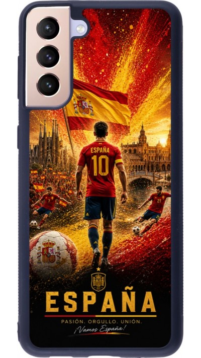 Coque Samsung Galaxy S21+ 5G - Silicone rigide noir Football Espagne splash 2026