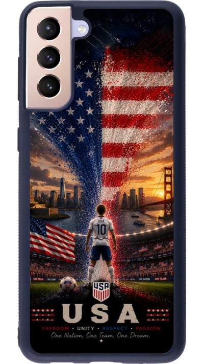 Coque Samsung Galaxy S21+ 5G - Silicone rigide noir Football États-Unis splash 2026