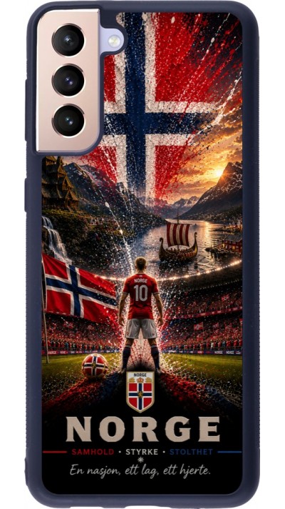 Coque Samsung Galaxy S21+ 5G - Silicone rigide noir Football Norvège splash 2026