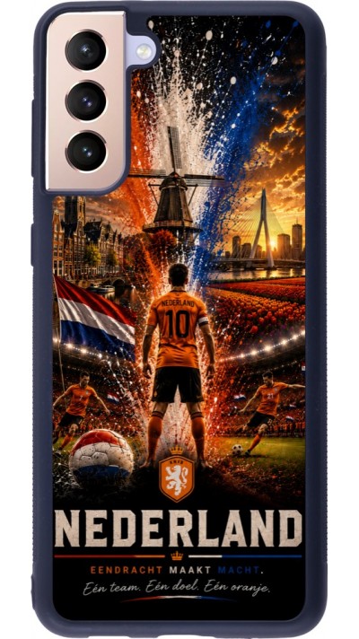Coque Samsung Galaxy S21+ 5G - Silicone rigide noir Football Pays-Bas splash 2026
