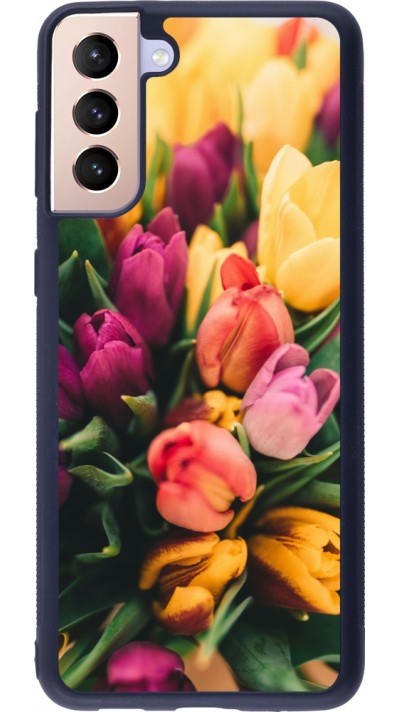 Coque Samsung Galaxy S21+ 5G - Silicone rigide noir Bouquet of tulips Spring 2026