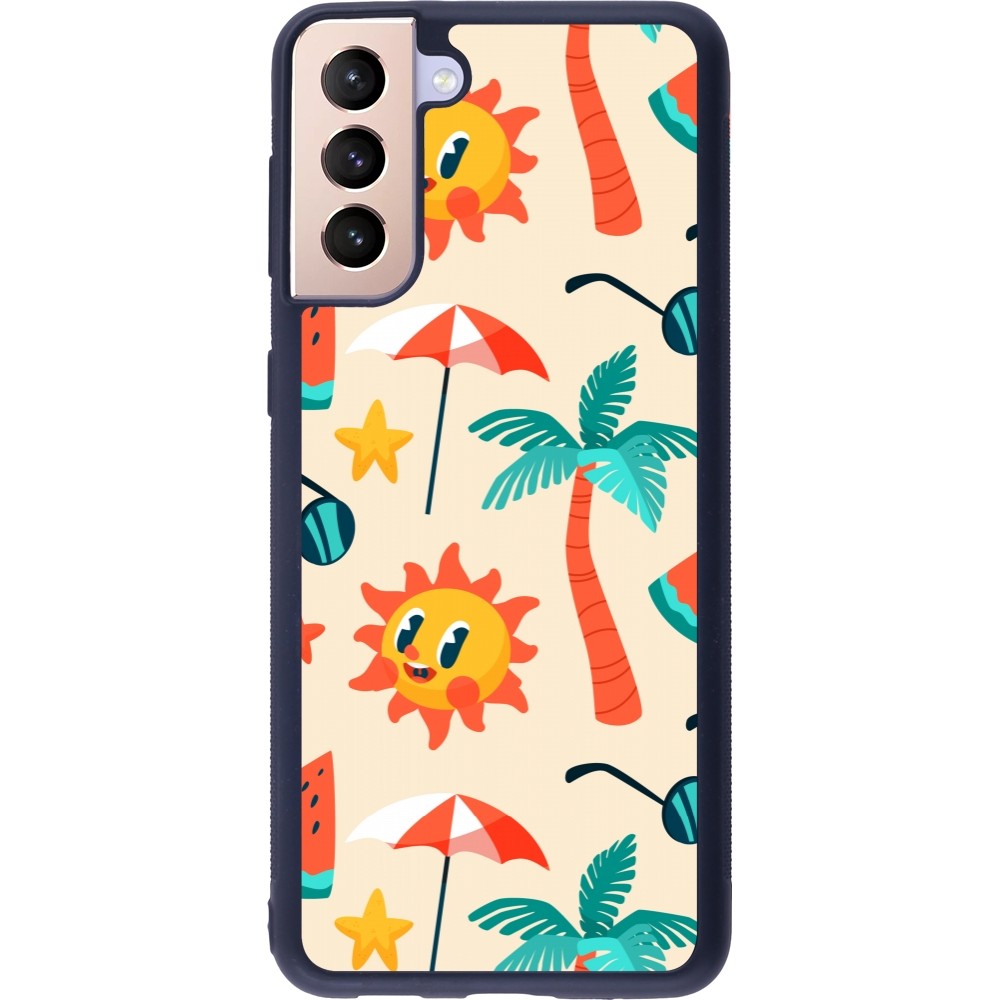 Samsung Galaxy S21+ 5G Case Hülle - Silikon schwarz Summer 2025 Pattern soleil