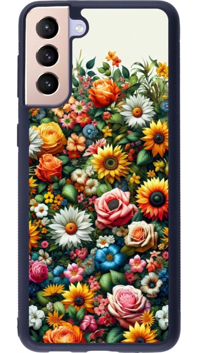 Coque Samsung Galaxy S21+ 5G - Silicone rigide noir Summer Floral Pattern