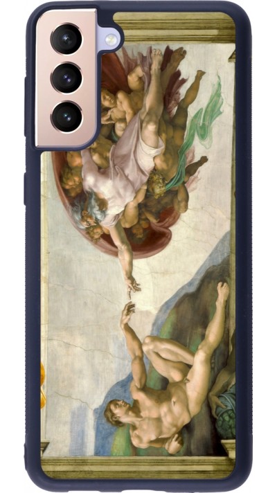 Coque Samsung Galaxy S21+ 5G - Silicone rigide noir Tableau art - La Création d’Adam - Michel-Ange