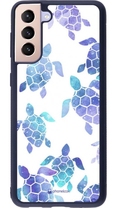 Coque Samsung Galaxy S21+ 5G - Silicone rigide noir Turtles pattern watercolor