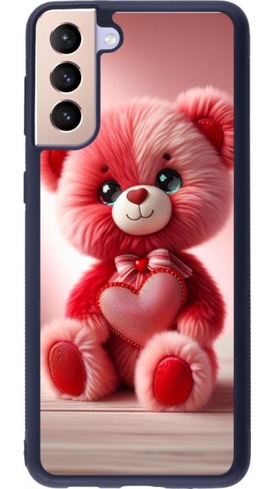 Samsung Galaxy S21+ 5G Case Hülle - Silikon schwarz Valentin 2024 Rosaroter Teddybär