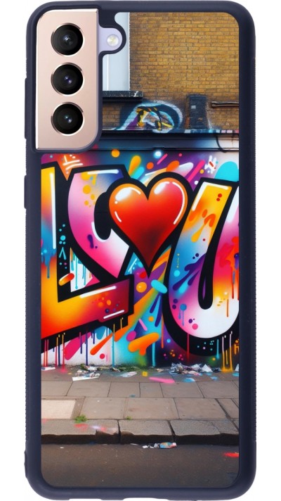 Samsung Galaxy S21+ 5G Case Hülle - Silikon schwarz Valentin 2025 Liebe U Tag