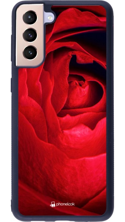 Coque Samsung Galaxy S21+ 5G - Silicone rigide noir Valentine 2022 Rose