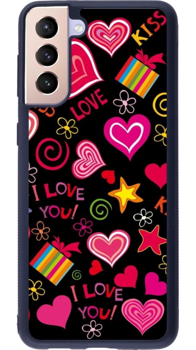 Samsung Galaxy S21+ 5G Case Hülle - Silikon schwarz Valentine 2023 love symbols