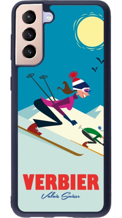 Samsung Galaxy S21+ 5G Case Hülle - Silikon schwarz Verbier Ski Downhill